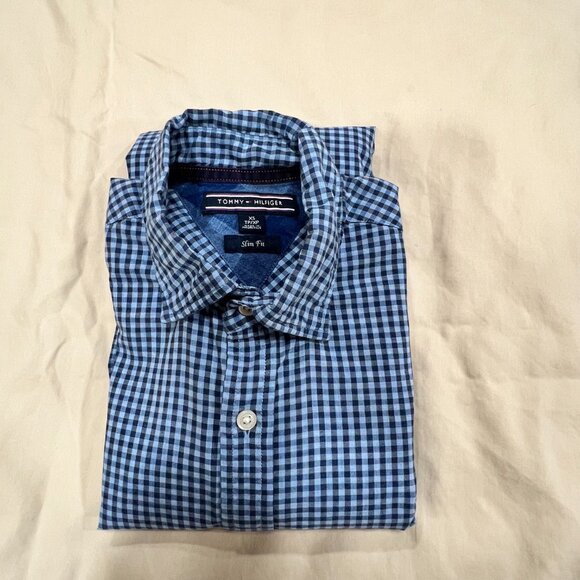 Tommy Hilfiger Blue Checkered Long Sleeve Button Up Shirt Mens Size XS - Picture 13 of 13